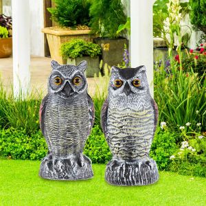 Lot de 2 Faux Hiboux Cornés Répulsifs pour Oiseaux, Décorations de Jardin en Plastique pour Éloigner les Nuisibles - Product Image 2
