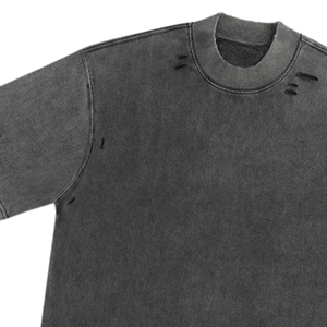 Servicio OEM: Camisetas con efecto ácido para hombre, personalizadas, negras, desgastadas, 100% algodón, ligeras, con logo personalizado, color liso. - Product Image 4