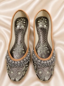 Women Ethnic Thread <b>Work</b> Raxine Khussa Jutti Ballet Flat <b>Shoes</b> Beaded Floral Traditional Wedding <b>Comfortable</b> High-quality PVC - Product Image 1