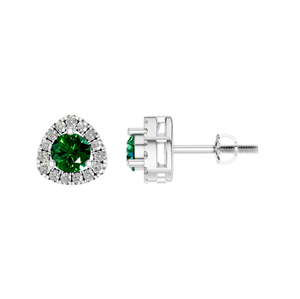 925 Sterling Silver IGI Certified <b>Emerald</b> <b>Stud</b> <b>Earrings</b> Natural Diamond Halo White Gold Rhodium Plated Trendy Gift OEM ODM - Product Image 1