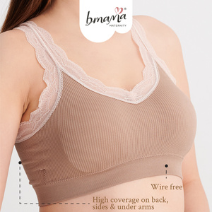 Bmama Brown Sujetador deportivo inalámbrico de algodón, sujetador de dormir elástico transpirable sin costuras, talla única S XL BR2601 - Product Image 3