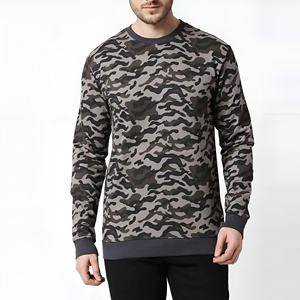 เสื้อสเวตเชิ้ตคอกลมพิมพ์ลายพรางขนาดใหญ่สำหรับผู้ชาย ผ้าฝ้ายผสมขนแกะ แขนยาว สไตล์สตรีทแวร์ลำลอง สำหรับฤดูหนาว ขายส่ง OEM - Product Image 1