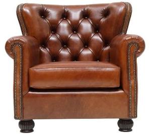 Canapé une place en cuir buff tendance avec élégant fauteuil Chesterfield en cuir buff de qualité supérieure pour salon - Product Image 3