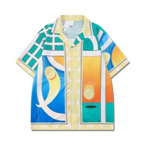 Oem High Quality Eco-Friendly Quick Dry Silk <b>Satin</b> <b>Men's</b> <b>Shirt</b> Custom Pattern Printing Short Sleeve Button Single Breasted - Product Image 4