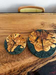 Handmade Olive Wood Green Epoxy Resin Modern Design Battery Powered Wall <b>Clock</b> Silent Artisan Timepiece Living Room Decor - Product Image 5