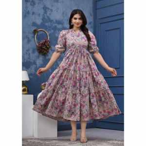 Elegante Vestido Largo de Modal con Estampado Floral, Lavable, Corte en A, para Mujer - Product Image 6