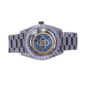 Montre de luxe pour homme en moissanite sertie de diamants, bracelet entièrement pavé de diamants - Product Image 1