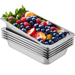 Set di 6 Teglie Profonde in Acciaio Inox 20,9 X 12,8 X 3,9 Pollici, Vassoi da Forno da 13L per Contenitori Alimentari - Product Image 1
