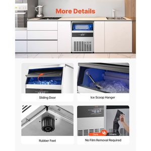 Macchina per il Ghiaccio Professionale da Cucina, Produzione 265 libbre/24H, 108 Cubetti in 15 Minuti, Grande Capacità di Stoccaggio 66 libbre - Product Image 6