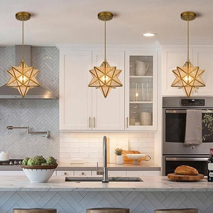 Lámpara Colgante Moderna de Latón con Forma de Estrella, para Techo, Decoración de Interiores, Cocina, Iluminación del Hogar, Acabado Dorado - Product Image 1