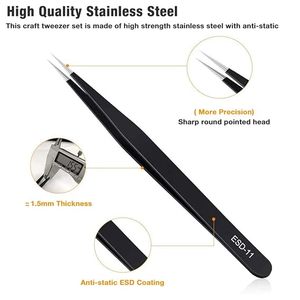 Pince à épiler professionnelle en acier inoxydable doré à pointe incurvée pour extensions de cils volume haute précision, outils de maquillage - Product Image 3