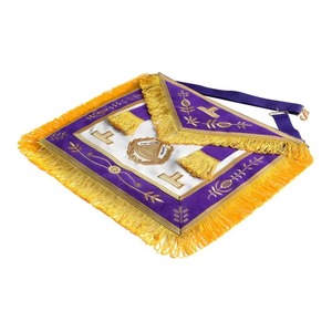 Cinturón de Antiguo Gran Maestro de la Logia Azul - Terciopelo Morado con Emblema y Corona Dorados, Estilo Étnico, Todas las Temporadas MAP-0080 - Product Image 5
