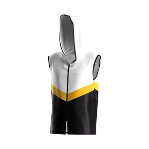 Gilet d'entraînement blanc et jaune sans manches à capuche pour la boxe, veste d'entrée professionnelle pour le ring - Product Image 1