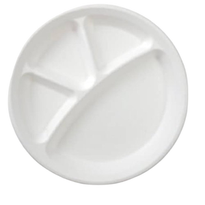 Platos desechables de bagazo de 12 pulgadas, 4CP, redondos, hechos de pulpa de caña de azúcar para comidas calientes, bodas y servicio de buffet. - Product Image 1