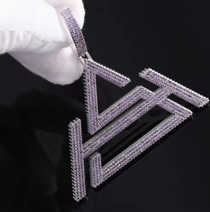 Colgante Geométrico Triangular, Chapado en Plata 925, con Cristales de Estrás, Microincrustaciones, Estilo Hiphop, Unisex - Product Image 4