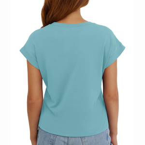 Fabricant pakistanais, dernières tendances en matière de t-shirts courts pour femmes, séchage rapide, respirant, couleur unie, t-shirts courts pour femmes - Product Image 6