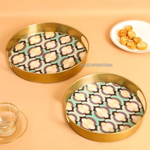 Plateau de service ovale en acier inoxydable avec poignées en forme de branche dorée, élégant plateau décoratif pour collations, fruits, bonbons, plateau créatif - Product Image 3