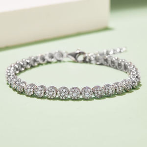 Real Moissanite Bracelet 925 Silver Cluster Pave Set Sparkling Wrist Chain Party Wedding Jewelry <b>Gift</b> Women - Product Image 1