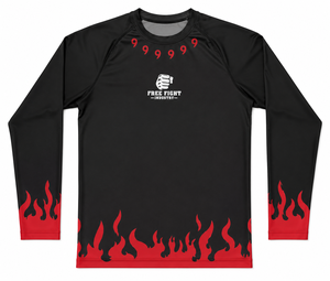 Free Fight Industry Men's Short Sleeve UPF50+ Breathable Rash Guard Black Red <b>Flame</b> Print Quick Dry Compression <b>Shirt</b> - Product Image 5
