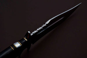 Cuchillo de Camping TOP, Cuchillo Bowie de Acero con Mango de Cuerno de Búfalo, Borde Parcialmente Dentado, Herramienta Multifuncional para Camping al Aire Libre, Duradero - Product Image 3