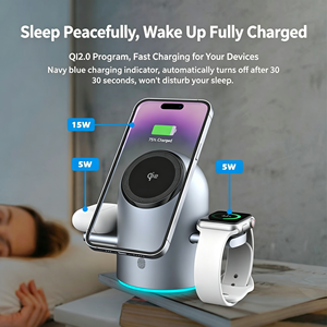Support de chargeur sans fil magnétique 3-en-1 avec refroidissement rapide, station de charge de bureau avec base rotative à commande tactile pour iPhone et Apple Watch - Product Image 2