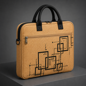 Sac à dos pour ordinateur portable en jute, grand format, avec fermeture éclair, écologique, durable, motif géométrique, portable, pour affaires, voyages, travail, unisexe - Product Image 5