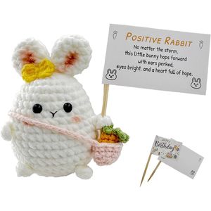 Biglietto d'Auguri Fatto a Mano all'Uncinetto con Coniglio, Regalo Carino 'Ti Amo' per Donne, Fidanzate, Anniversari di Matrimonio, Compleanni, Messaggio Positivo - Product Image 1