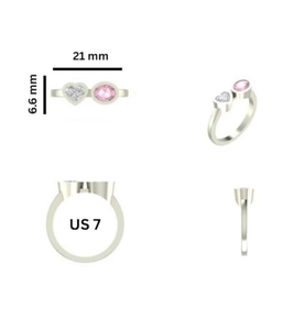14KT Gold Luxury Fine Jewelry Toi-et-Moi Lab Grown Pink Sapphire Heart-Shaped Diamond Bezel Setting Wedding Party <b>Ring</b> - Product Image 3