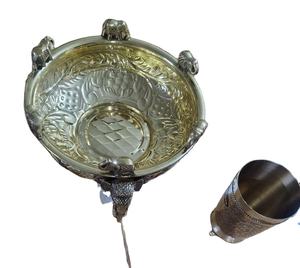 Urli en laiton fait main avec motif d'éléphant |   Bol à fleurs flottant plaqué or antique pour la décoration de la maison, du jardin et des fêtes - Product Image 3