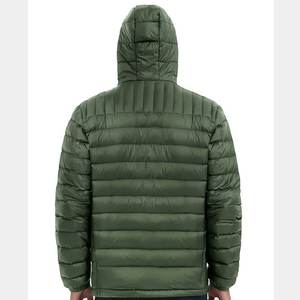 High Quality Men's Hooded Puffer <b>Jacket</b> Solid Green Lightweight Polyester Winter Casual Zipper Closure Windproof <b>Slim</b> <b>Fit</b> - Product Image 2