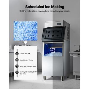 Macchina per il Ghiaccio Commerciale in Acciaio Inox con Autopulizia, Produzione 450 LBS/24H, Contenitore di Stoccaggio da 250 LBS - Product Image 6