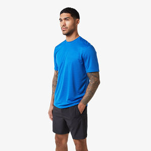 T-shirt à manches courtes pour homme, bleu, col rond, couleur unie, jersey décontracté, séchage rapide, coupe classique - Product Image 2