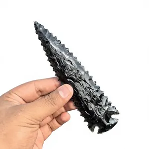 Punta de Flecha Tallada en Obsidiana Negra Natural al por Mayor, Punta de Flecha de Piedra Preciosa Grande de 5-6 Pulgadas, Decoración para el Hogar, Regalo Empresarial - Product Image 5