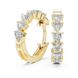 Boucles d'oreilles créoles de qualité supérieure en or massif 14 carats, design élégant, avec diamants de laboratoire, pour femme - Product Image 6