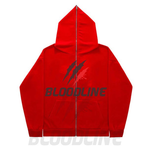 Sweat-shirt à capuche zippé pour homme BLOODLINE, coupe classique, en molleton de coton, décontracté, pour l'automne - Product Image 2