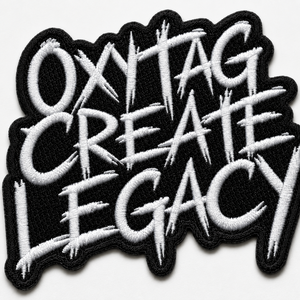 Patch brodé Oxytag Create Legacy, forme irrégulière, noir et blanc, en feutre, personnalisable, prix de gros, broderie OEM - Product Image 4