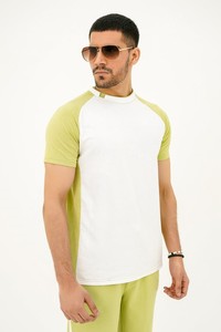 Slogan Green White Summer Formal Solid Breathable 100% Cotton <b>Knitted</b> Short <b>Set</b> - Product Image 5