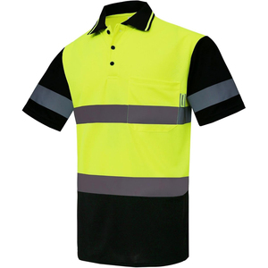 Polo de sécurité pour homme, bleu et noir, à blocs de couleur, avec bandes réfléchissantes, poche, séchage rapide, uniforme de travail, manches courtes - Product Image 5