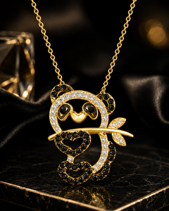 Collier pendentif Panda en zircone cubique, chaîne à maillons plaquée or, bijoux en argent sterling 925 pour occasions décontractées et anniversaires - Product Image 6