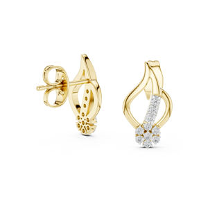 Boucles d'oreilles pendantes en or rose 14 carats avec diamant rond cultivé en laboratoire pour femmes |   Vêtements de bureau |   Nouveau diamant cultivé - Product Image 5