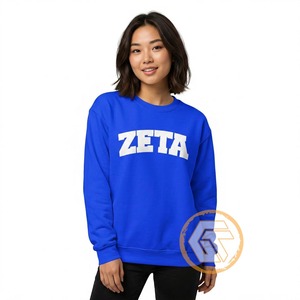 เสื้อสเวตเชิ้ตคอกลมปักลายตามสั่งสำหรับสตรีชมรม Zeta Phi Beta แบบย้อมสีพื้นสำหรับฤดูหนาว เนื้อผ้านุ่มสบาย สไตล์ลำลอง ขายส่ง - Product Image 1