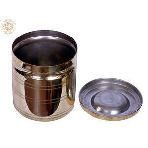 Handmade 6-Inch Brass Rice <b>Storage</b> <b>Container</b> <b>Kitchen</b> Utensils Made in India - Product Image 1