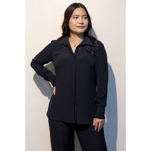 SHERYL Chemise noire à manches longues pour femme, style décontracté, légère, coupe ajustée, pour usage quotidien - Product Image 4