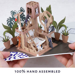 Carte de vœux 3D pop-up Arbre à chat avec scène complexe de chats grimpant pour les amoureux des chats et les défenseurs de la protection animale, carte cadeau d'anniversaire - Product Image 6