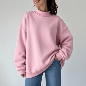 Oversized Mock Neck Women Sweatshirt Relaxed Cozy Pullover Soft Long Sleeve <b>Top</b> Casual Trendy Streetwear Wear - Product Image 4