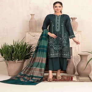 Elegante Tawakkal Jacquard de tres piezas para damas Hermosa ropa de fiesta India pakistaní con bordado hecho de viscosa - Product Image 6