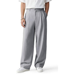 Pantalon décontracté pour homme, coupe ample, avec passants pour ceinture, en mélange de coton confortable, idéal pour le bureau ou le travail, style décontracté et tendance - Product Image 1
