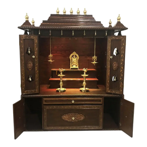 Buy Traditional Walnut Polish Teak Wood Hand Carved <b>Mandir</b>/Temple Home Decor Customized Size Sale At Factory Price Australia - Product Image 2