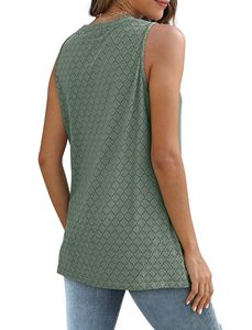 Camiseta sin mangas personalizada para mujer con ojales, cuello redondo, informal de verano, venta al por mayor OEM - Product Image 2