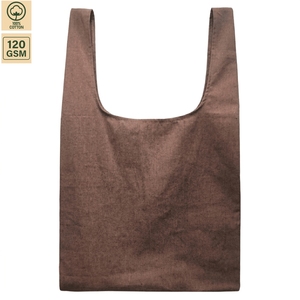 Sac de courses pliable en coton recyclé 120 GSM, pour épicerie et voyage, 40x63 cm, plat, avec logo personnalisé, vente en gros, OEM, marque privée, modèle SS268 - Product Image 1